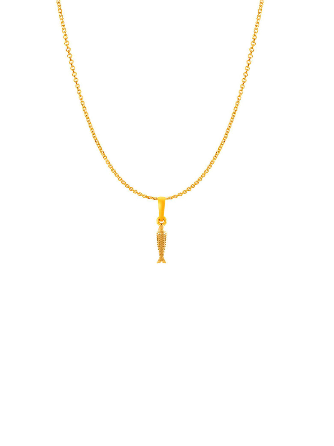 Metronaut 92.5 Sterling Silver 22KT Gold-Plated Fish Shaped Pendant with Anchor Chain