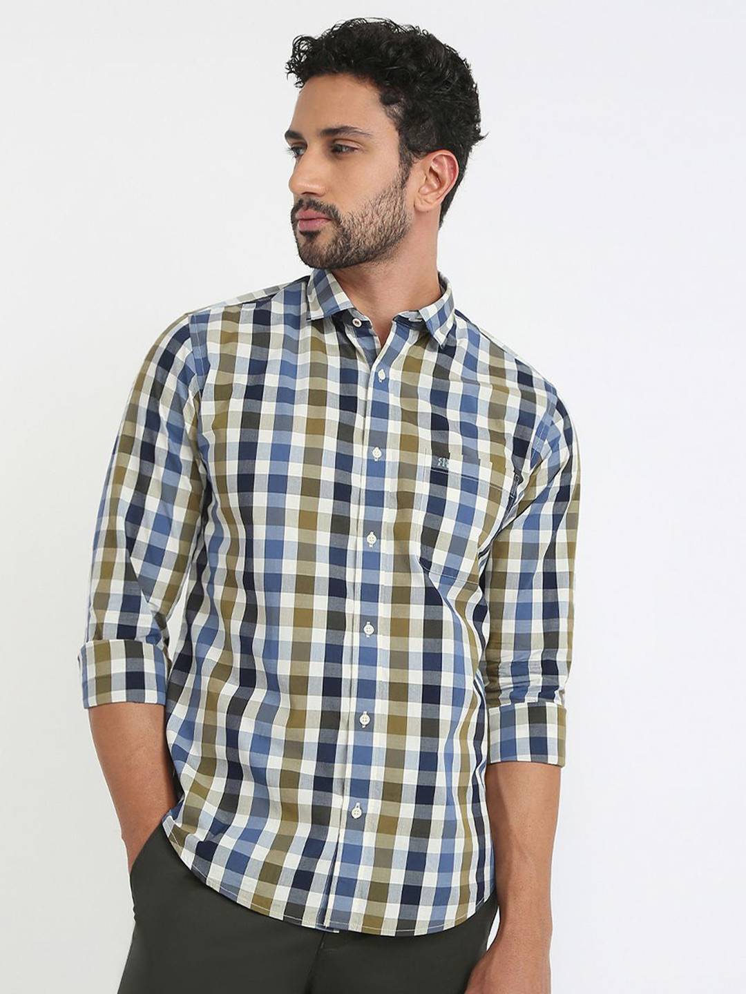 Raymond Checked Pattern Slim-Fit Casual Shirt