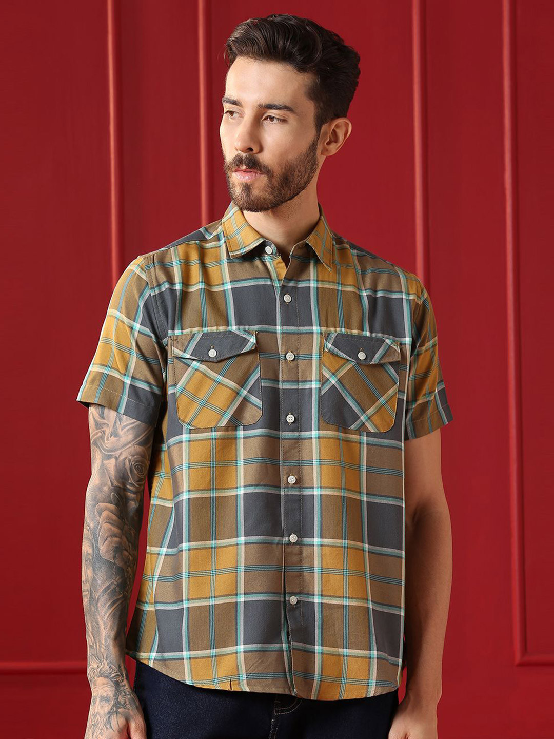 VALEN CLUB Men Checked Casual Shirt