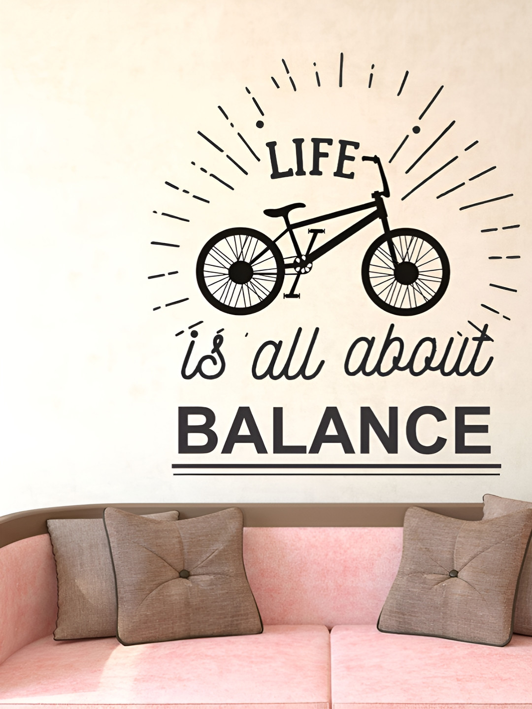 LANSTICK Black Life Quotes Printed Self-Adhesive WallStickers