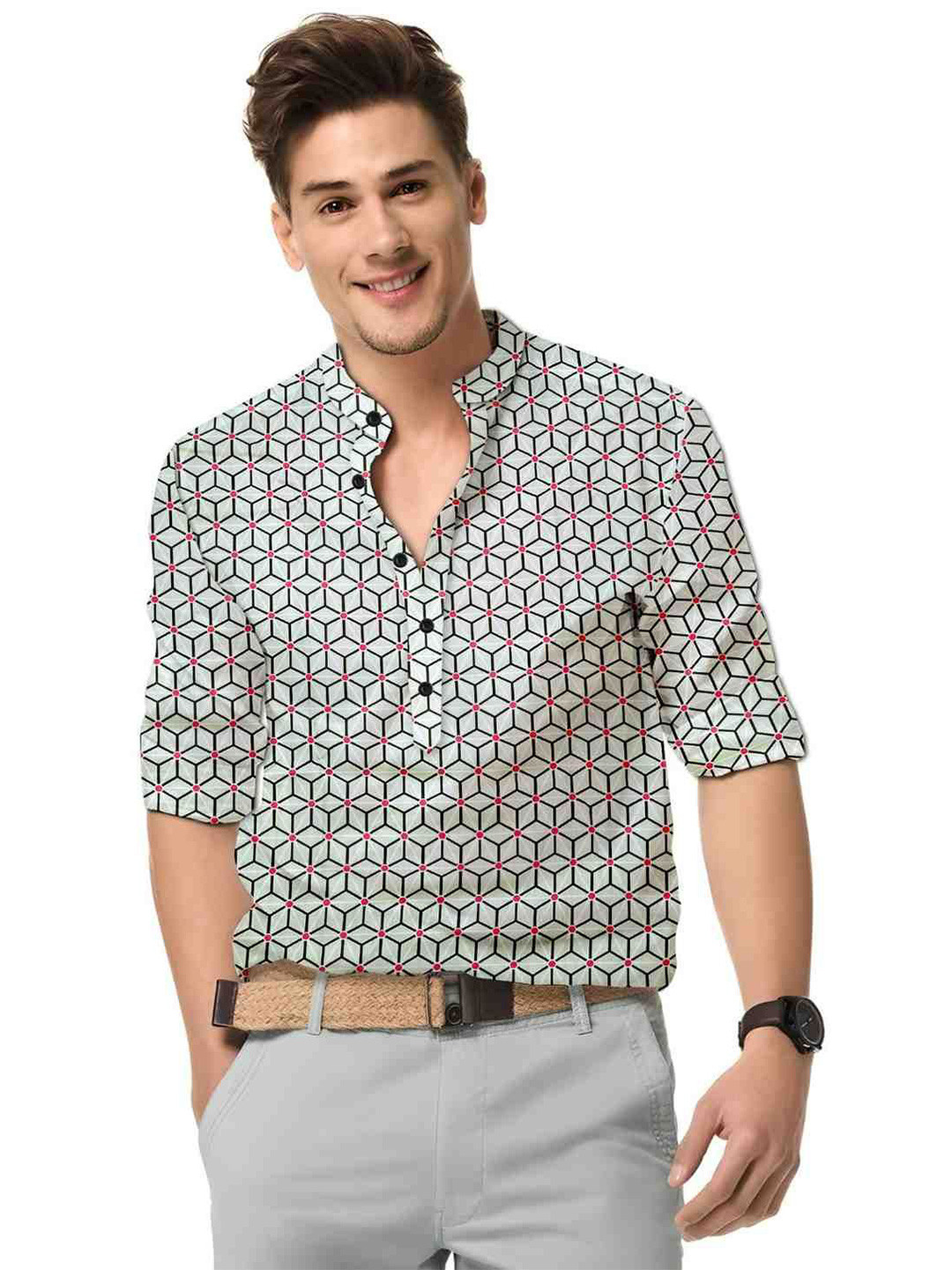 ISUEL FAB Men Geometric Pattern Casual Shirt