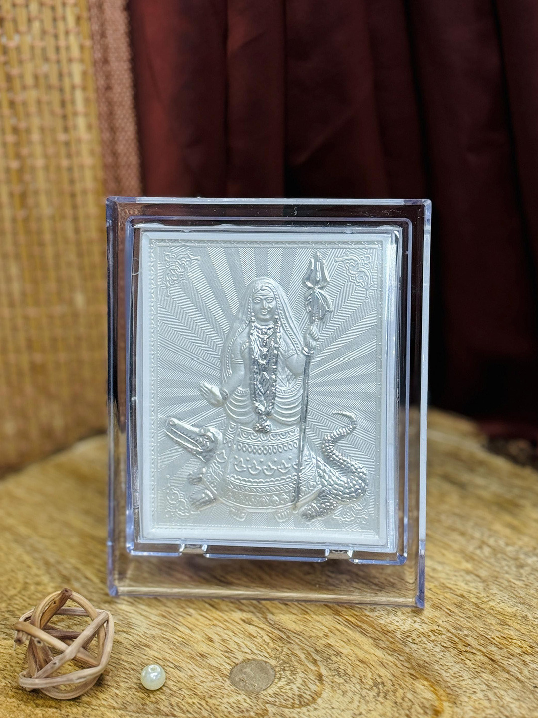 ABDESIGNS Silver Toned & Transparent Goddess Khodiyar Table Photo Frame