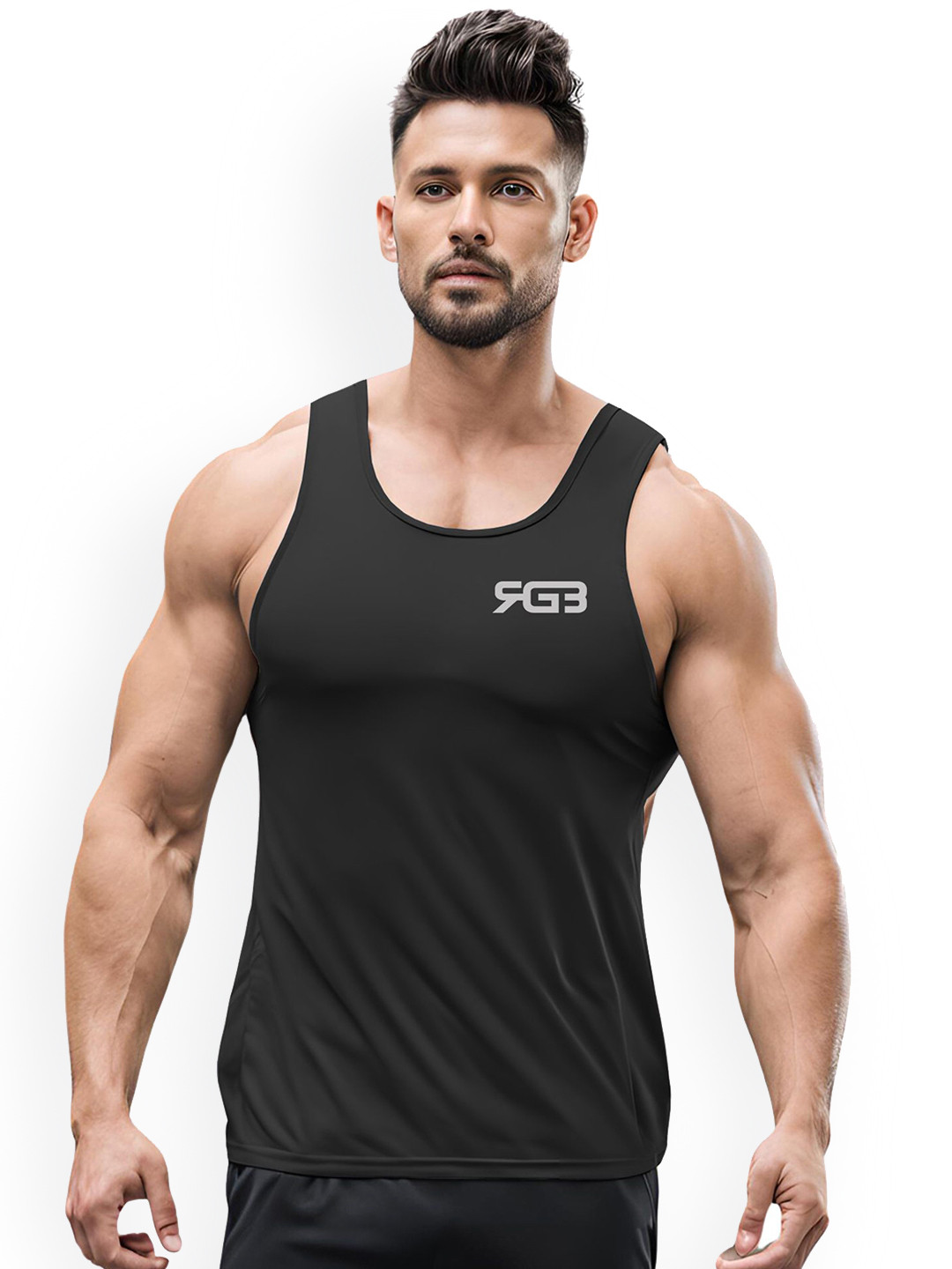 3Colors Dri-Fit Athleisure Wear Gym Innerwear Vest VEST-N CUT-RGB LOGO-BLK_M