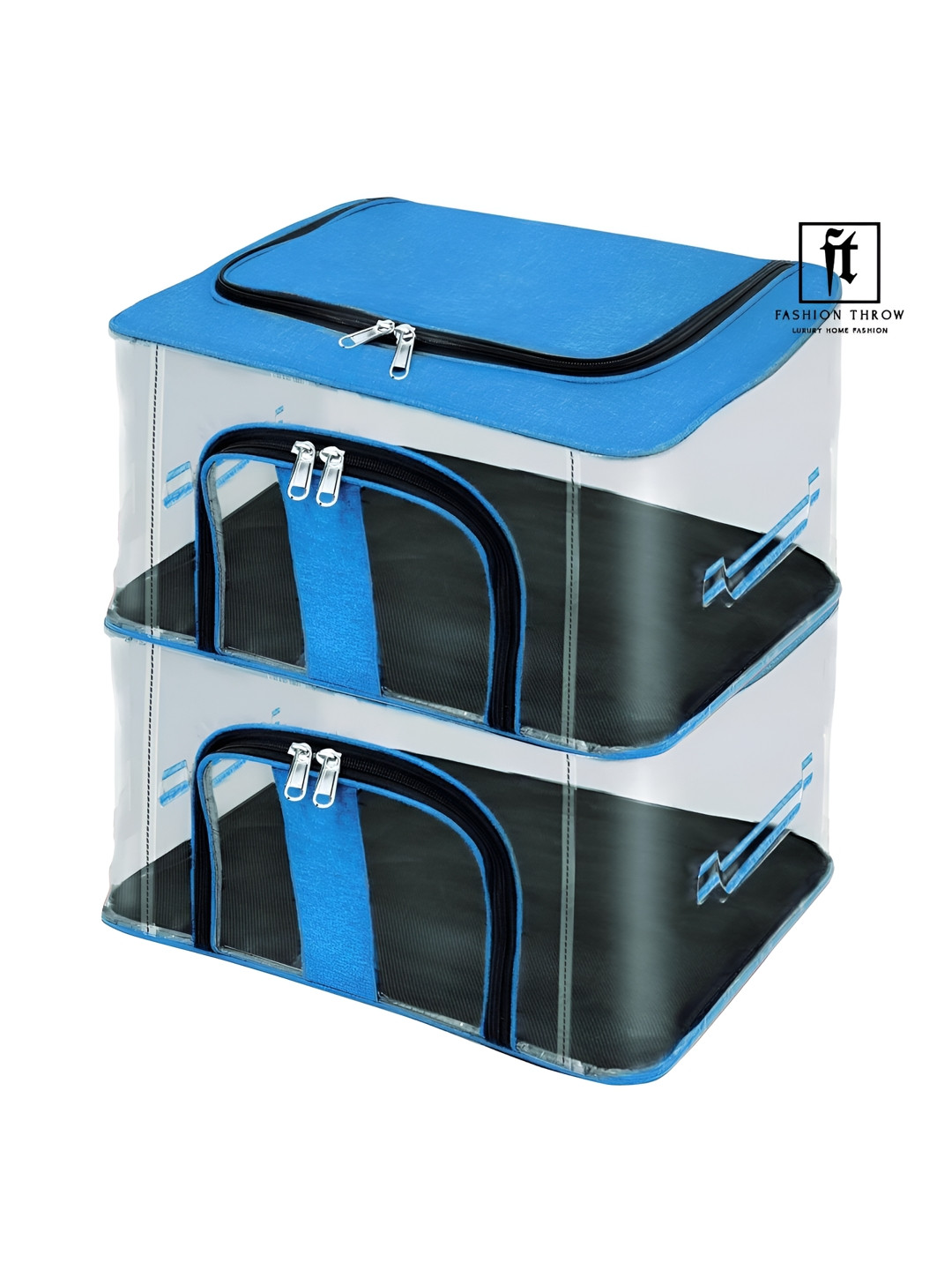 Fashion Throw Blue 2 Piece Super Strong Drawer Organisers