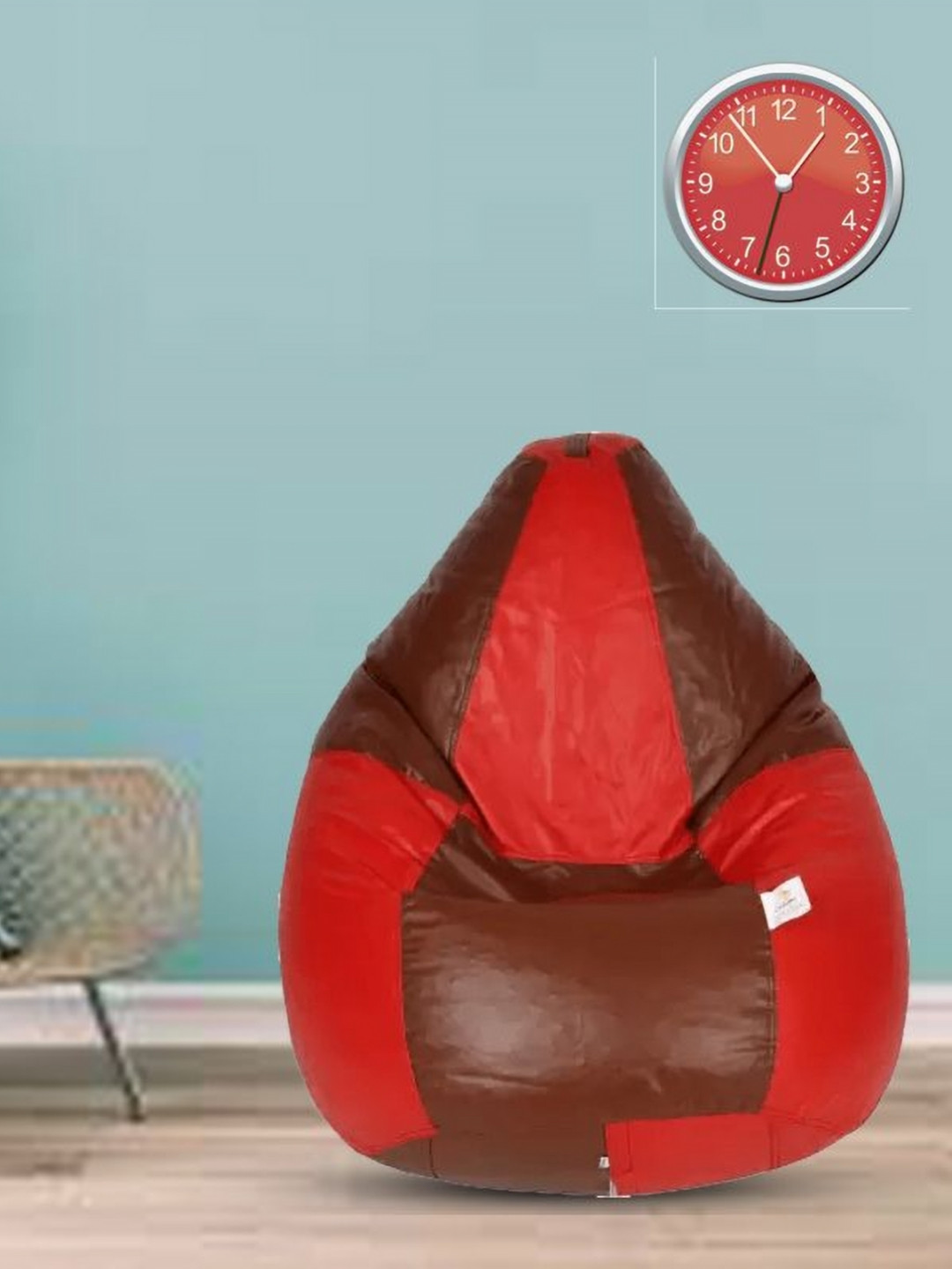 Coaster Shine Tan Brown & Red Colorblocked Tear Drop Bean Bag Cover