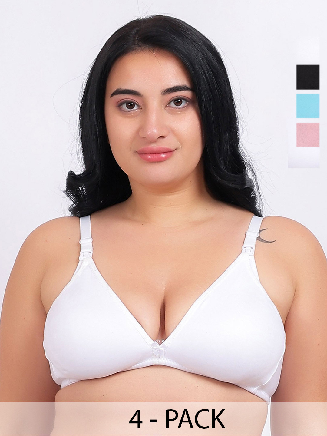 Fabme Pack Of 4 Half Coverage Non Padded Maternity Bra
