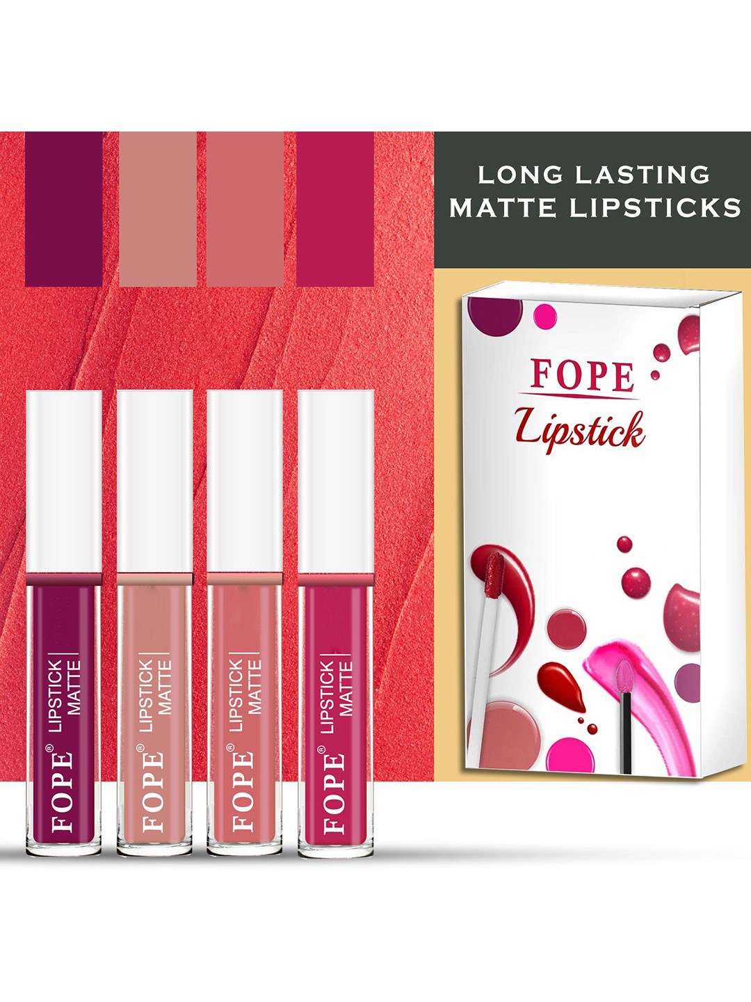 FOPE Set Of 4 Revolutionary Smudge Proof Liquid Matte Lipstick - 4 ml Each