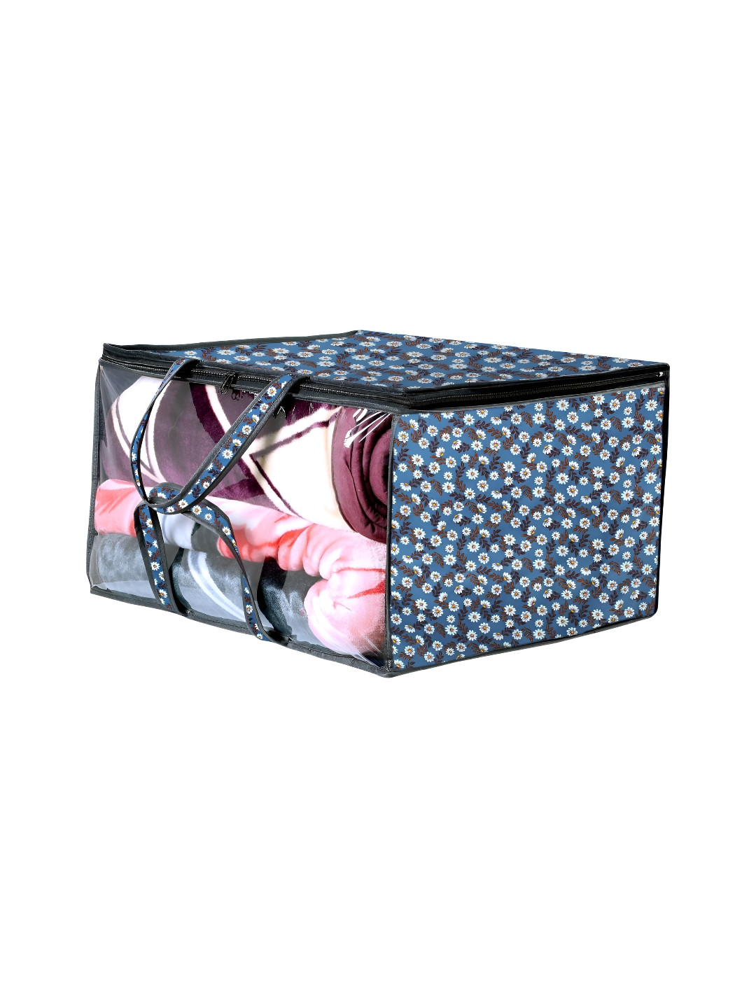 Stylista Blue Floral Printed Water Resistant Multi-Utility Zippered Wardrobe Organisers