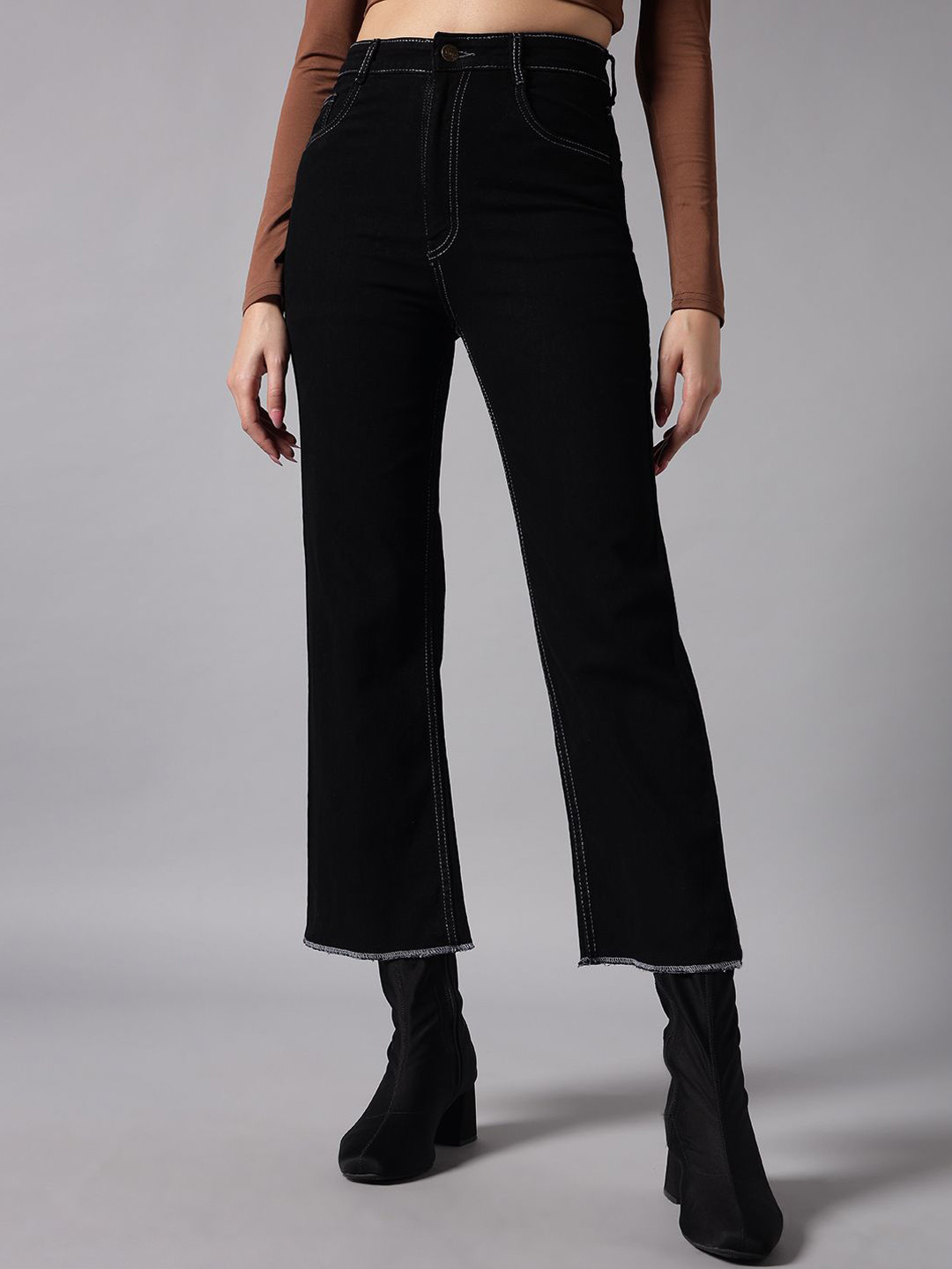The Roadster Lifestyle Co. Women High-Rise Cropped Flared Jeans