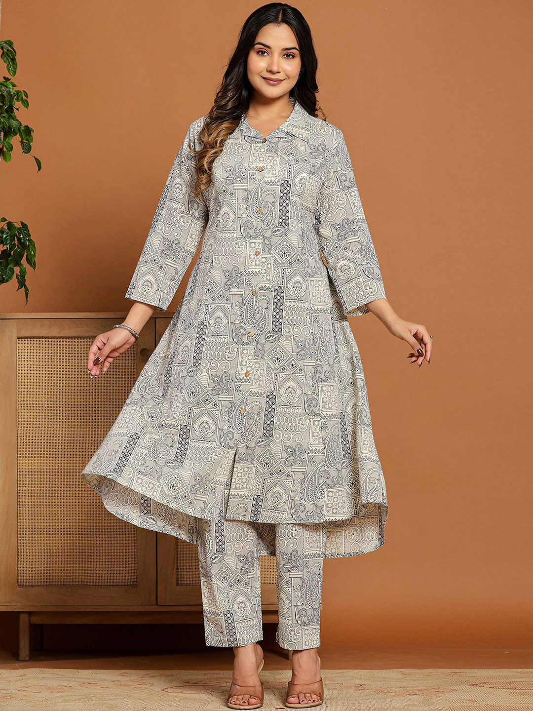 CHETI Printed Pure Cotton Tunic With Trousers Co-Ords
