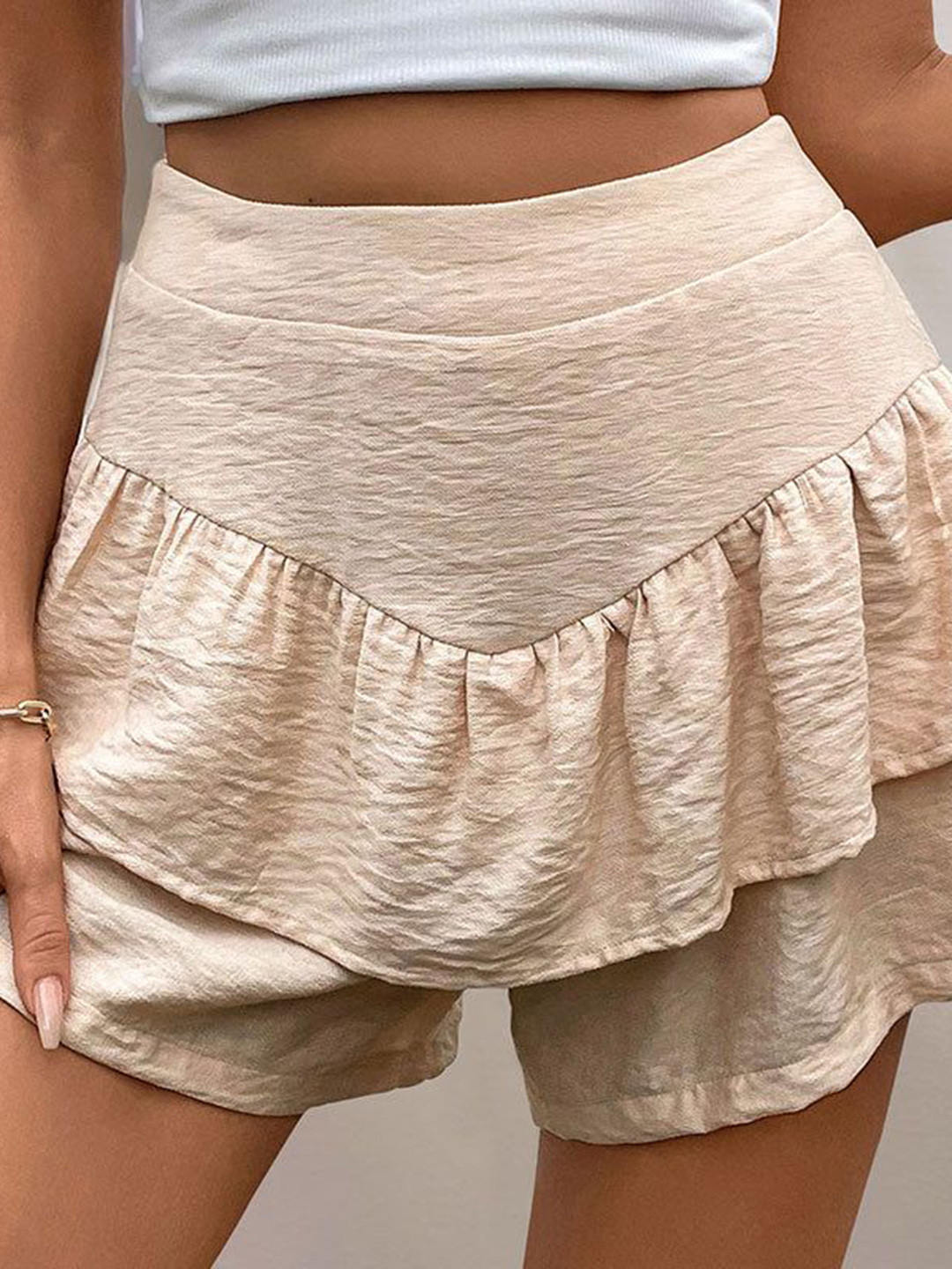 Outzidr Khaki Relaxed Flowy Shorts