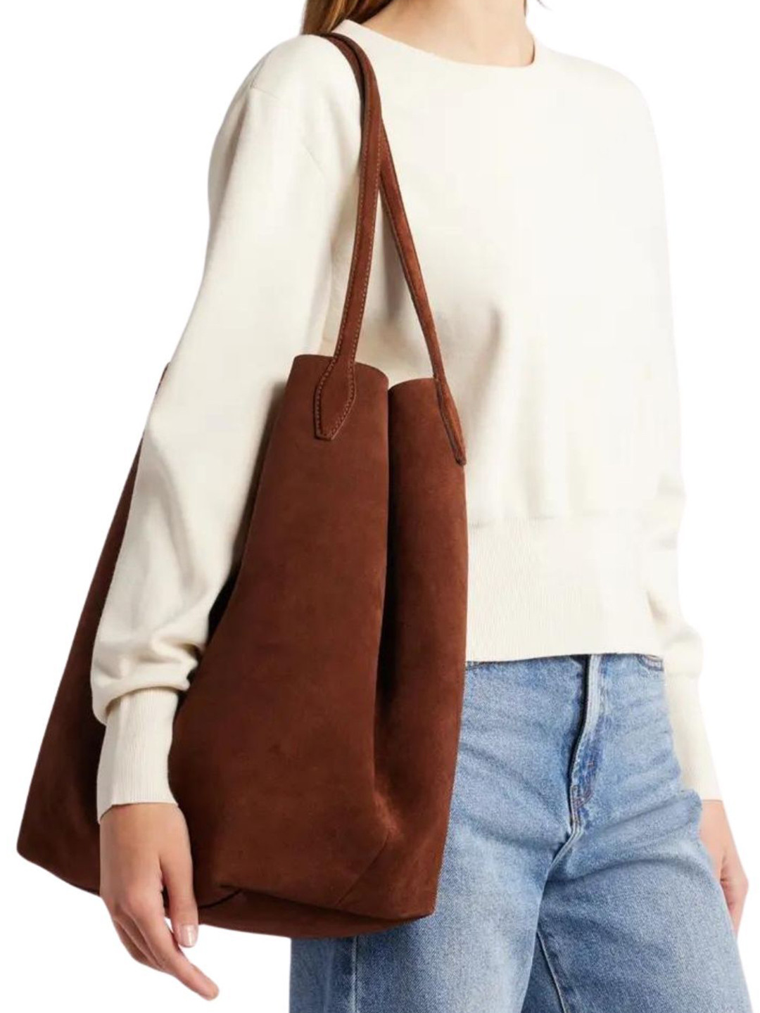 STRUTT Leather Oversized Structured Hobo Bag with Tasselled