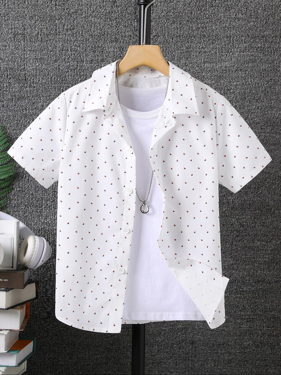 BAESD Boys Standard Polka Dot Printed Casual Shirt