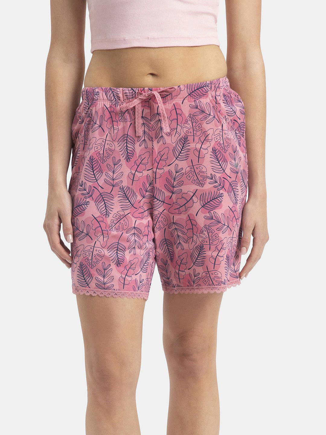 Jockey Micro Modal Cotton Relaxed Fit Printed Shorts with Side Pockets-RX10