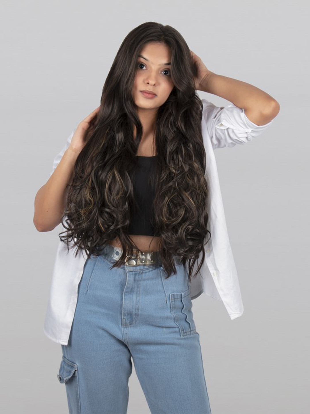 Stasia Street Clip-In Scalp Topper Wavy Ponytail Hair Extension - Dark Brown - 24 Inch