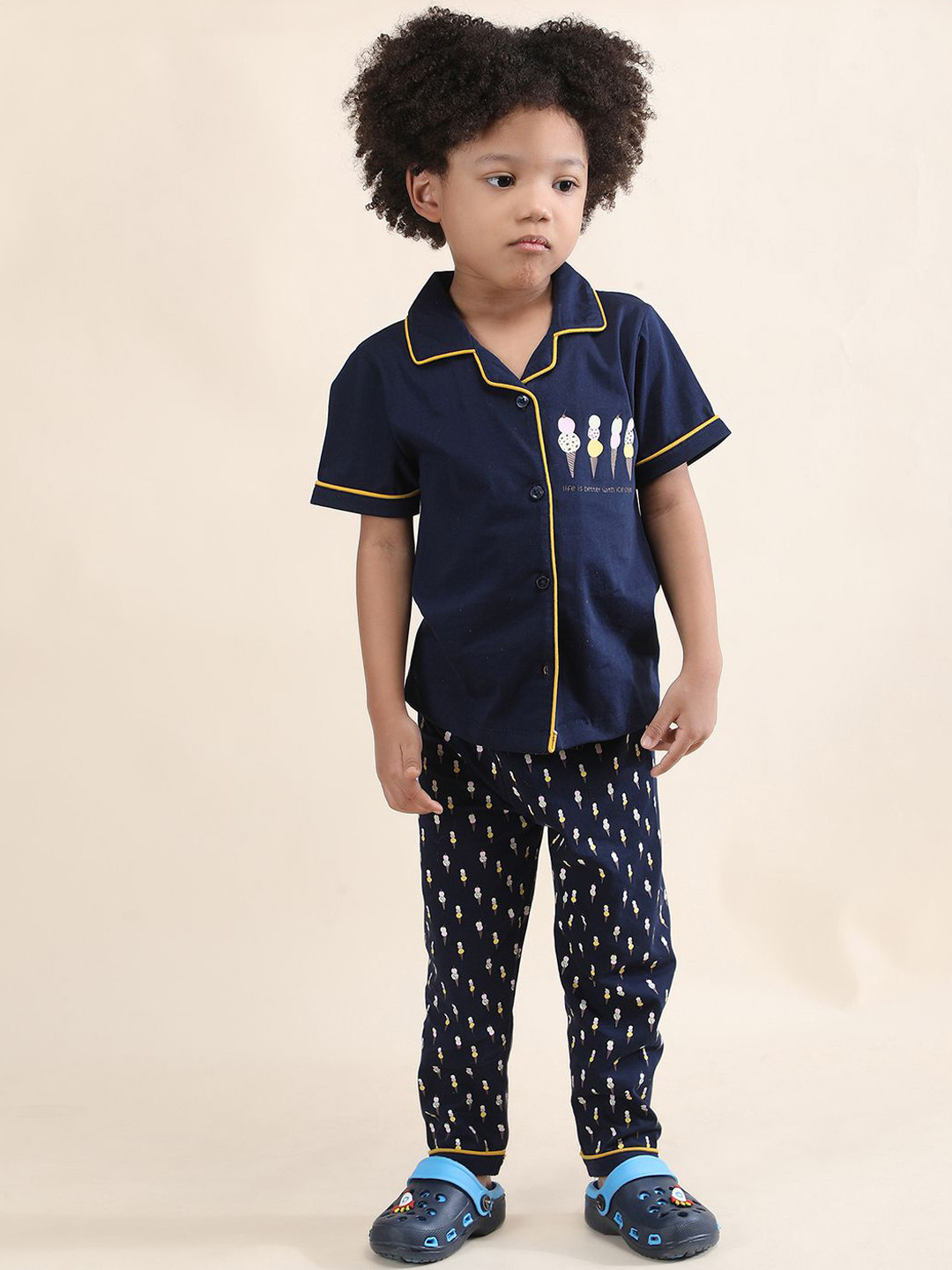 Polka Tots Unisex Kids Printed Night suit