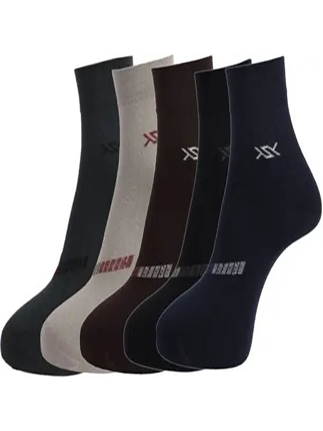 CAVENDERS Men Pack Of 5 Patterned Cotton Ankle-Length Socks