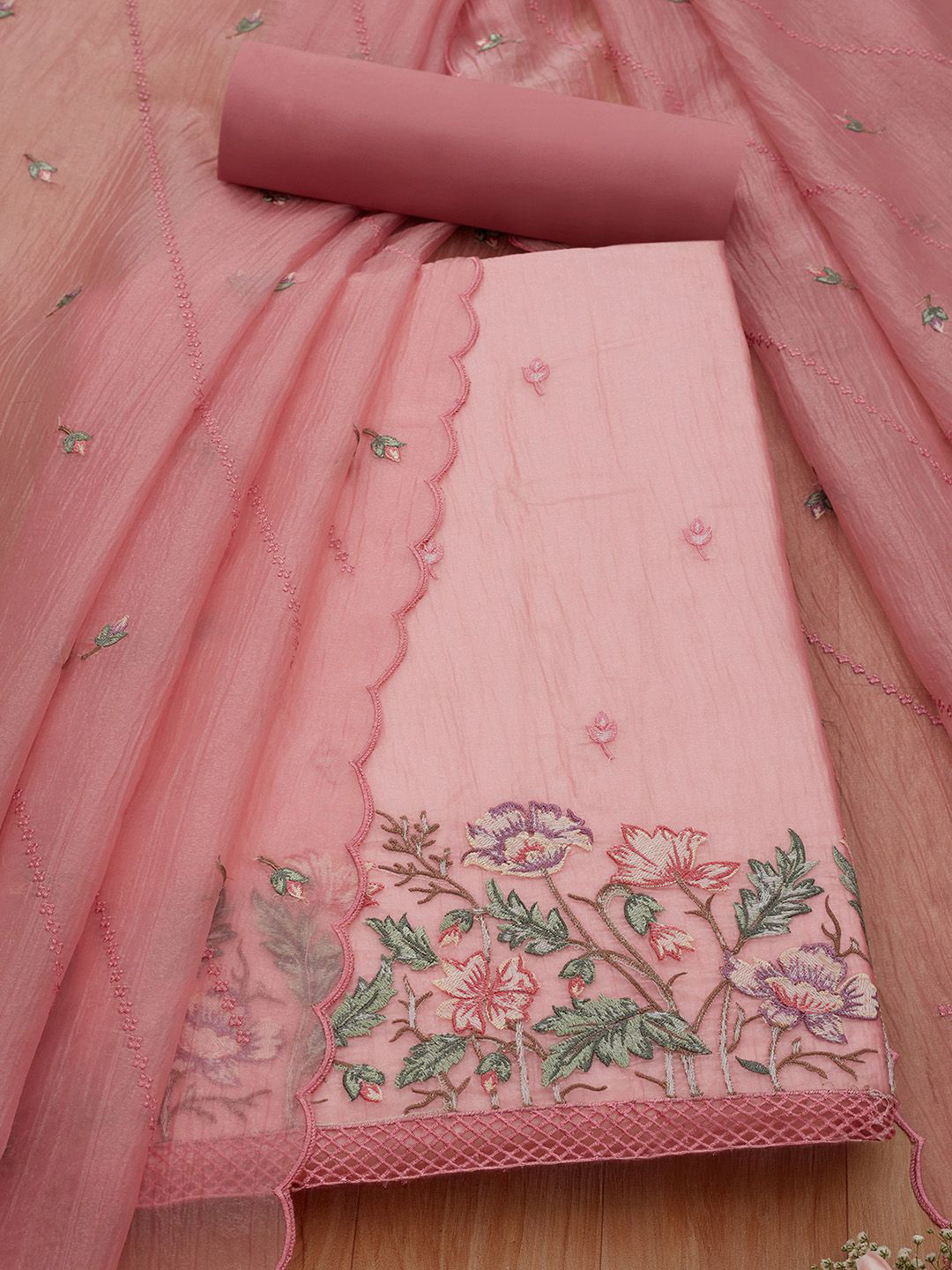Soch Embroidered Crushed Tissue Unstitched Dress Material