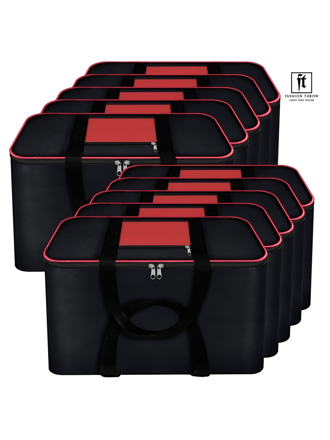 Fashion Throw Red & Black 10 Pieces Reusable Handbag Organisers