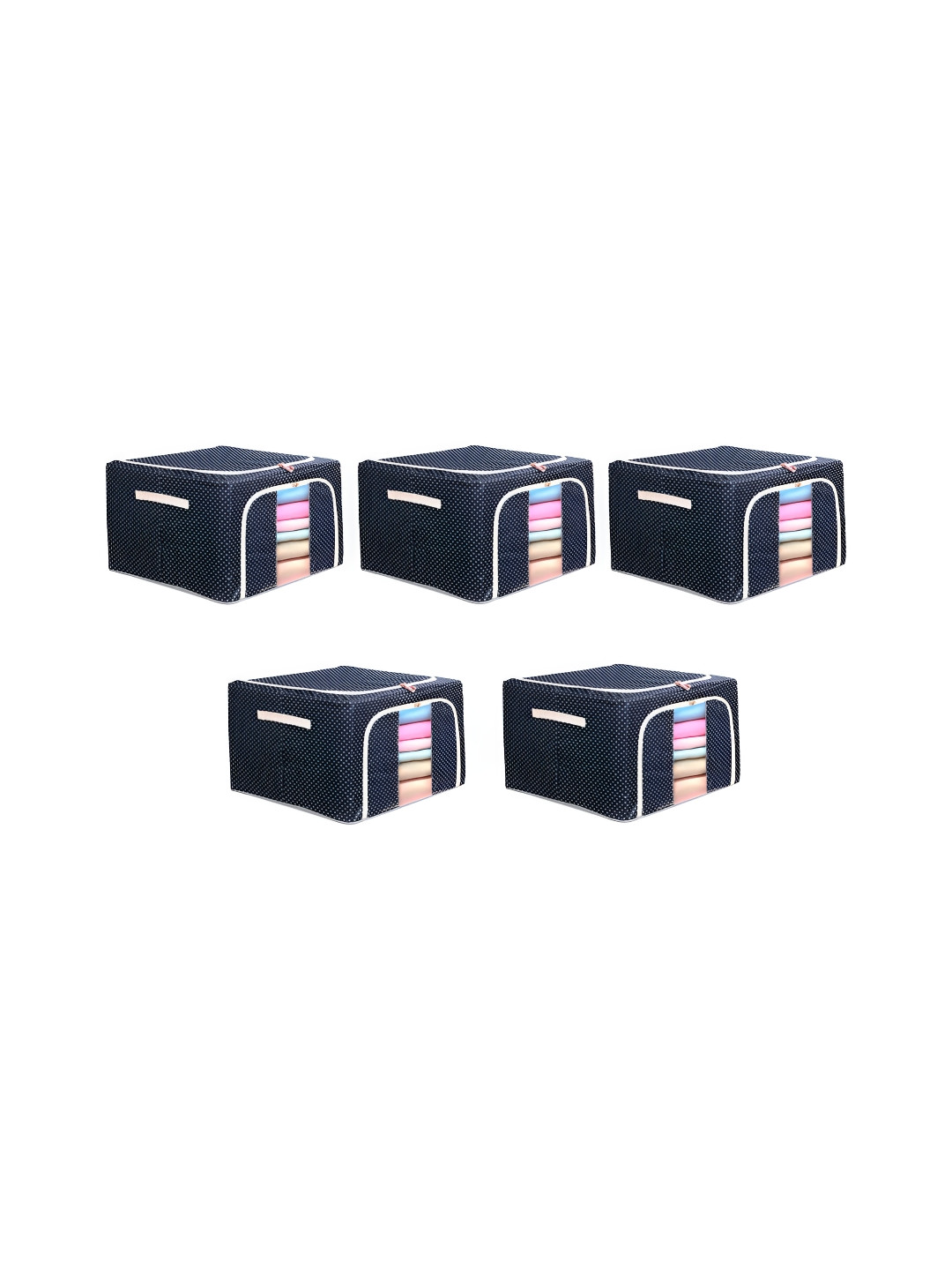 Stylista Black & White 5 Pieces Printed Multi-Utility Wardrobe Canvas Core Organisers