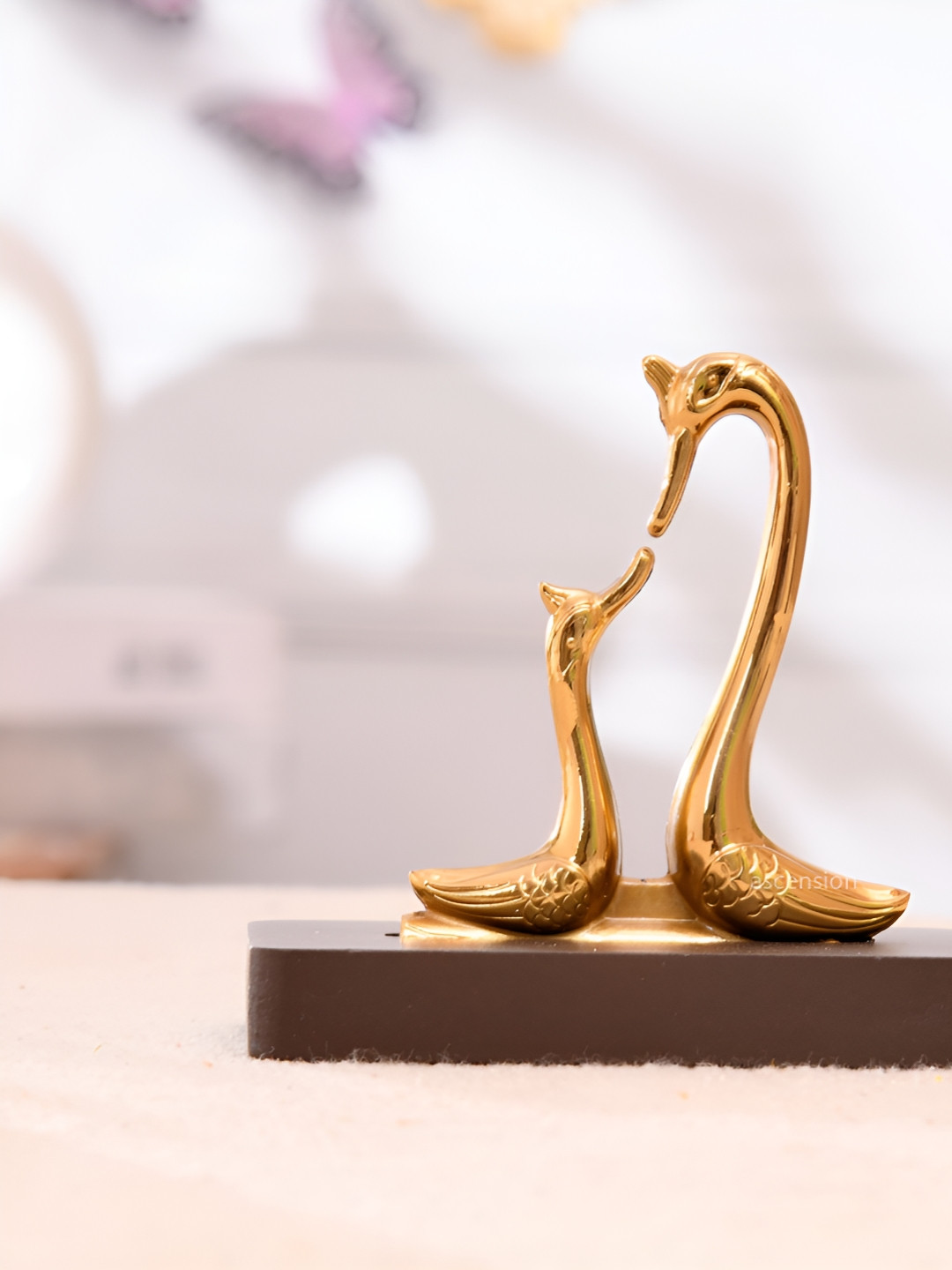 Ascension Swan Gold Metal Metallic Living Room Tiny Showpiece - 3.7 Inches