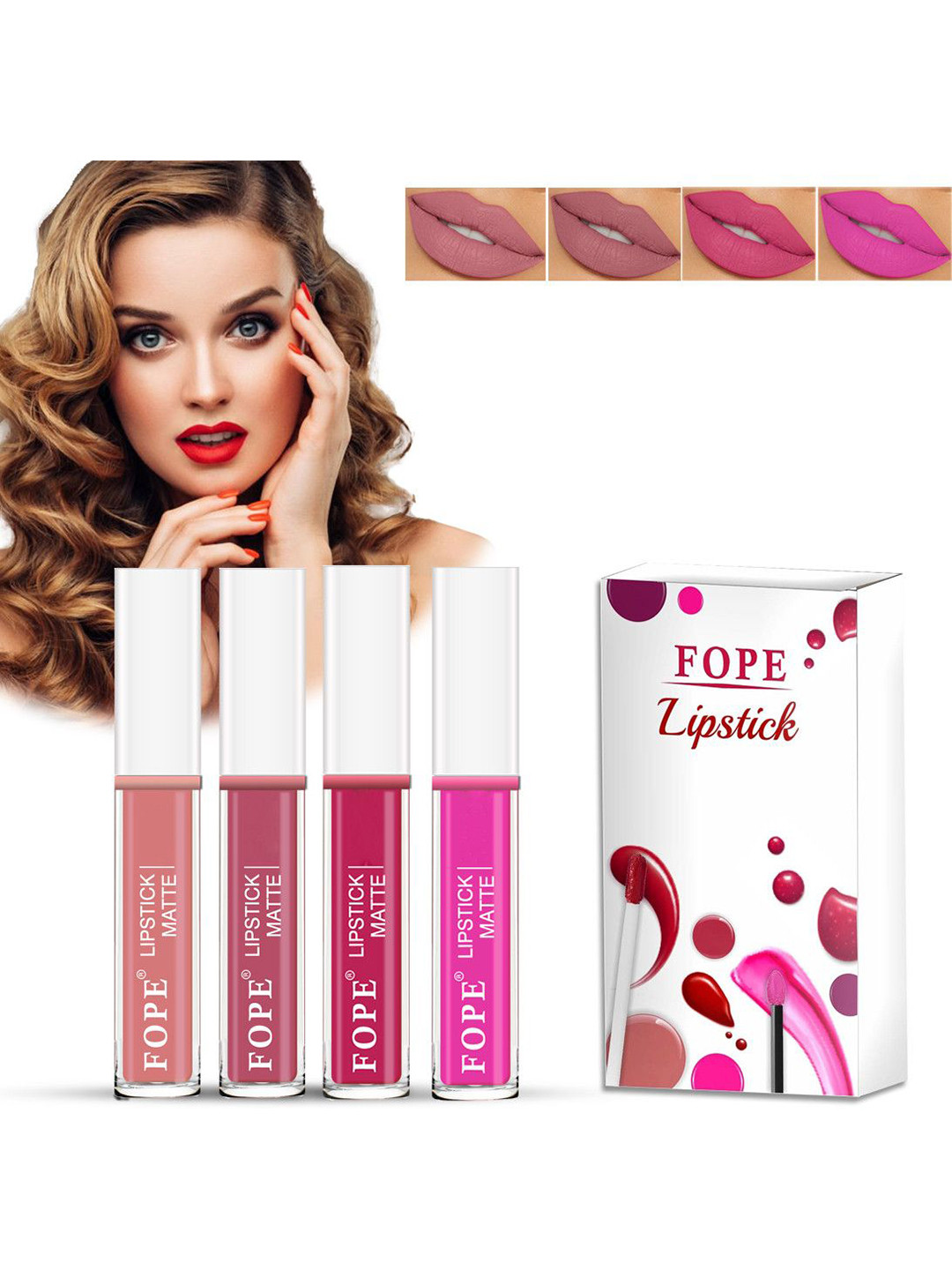 FOPE Set Of 4 Constantly Long Lasting Matte Liquid Lipstick - 4 ml Each - Shade 2-3-10-12
