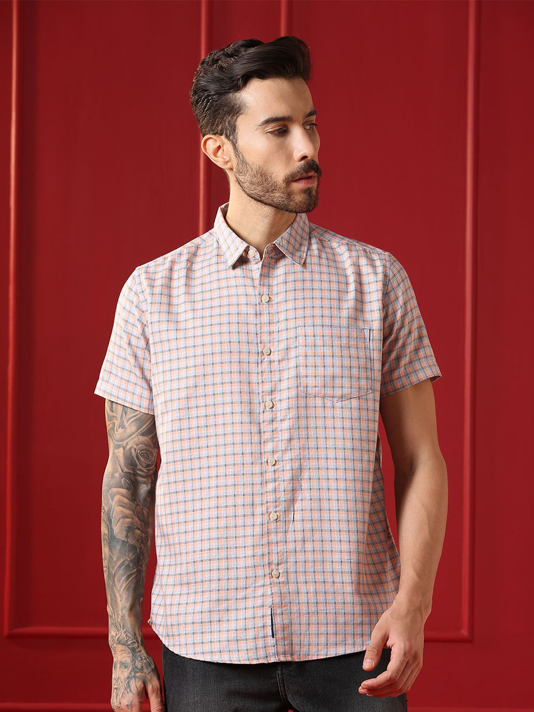 VALEN CLUB Men Checked Casual Shirt