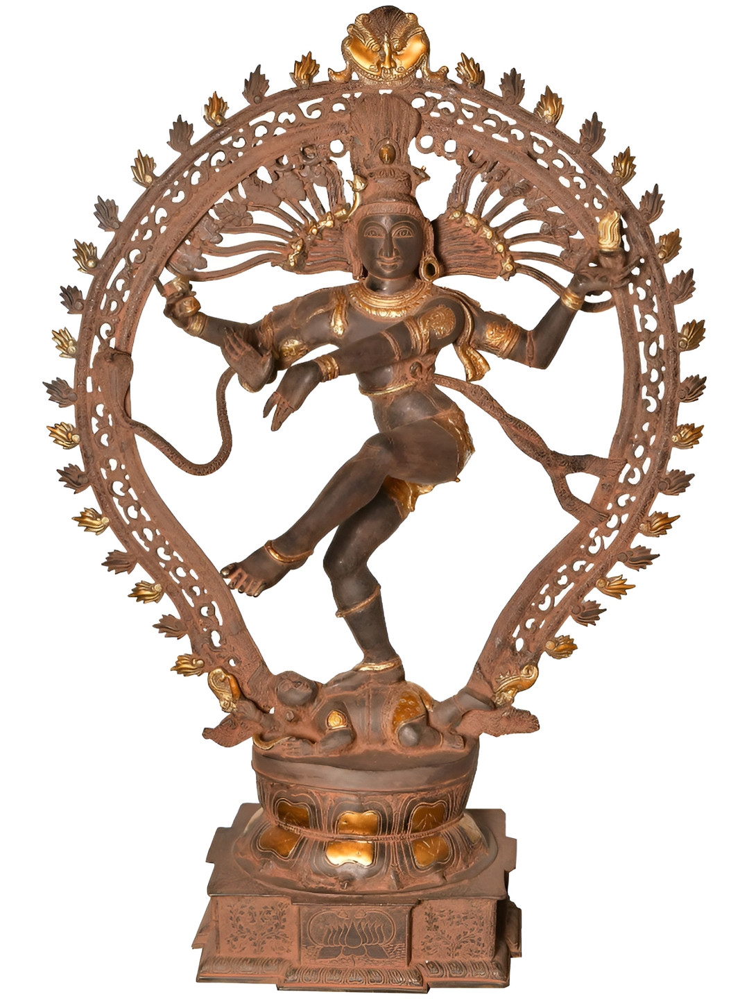 Exotic India Nataraja Brown Brass Metallic Living Room Hand Made Extra Large Showpiece - 53.9 Inches