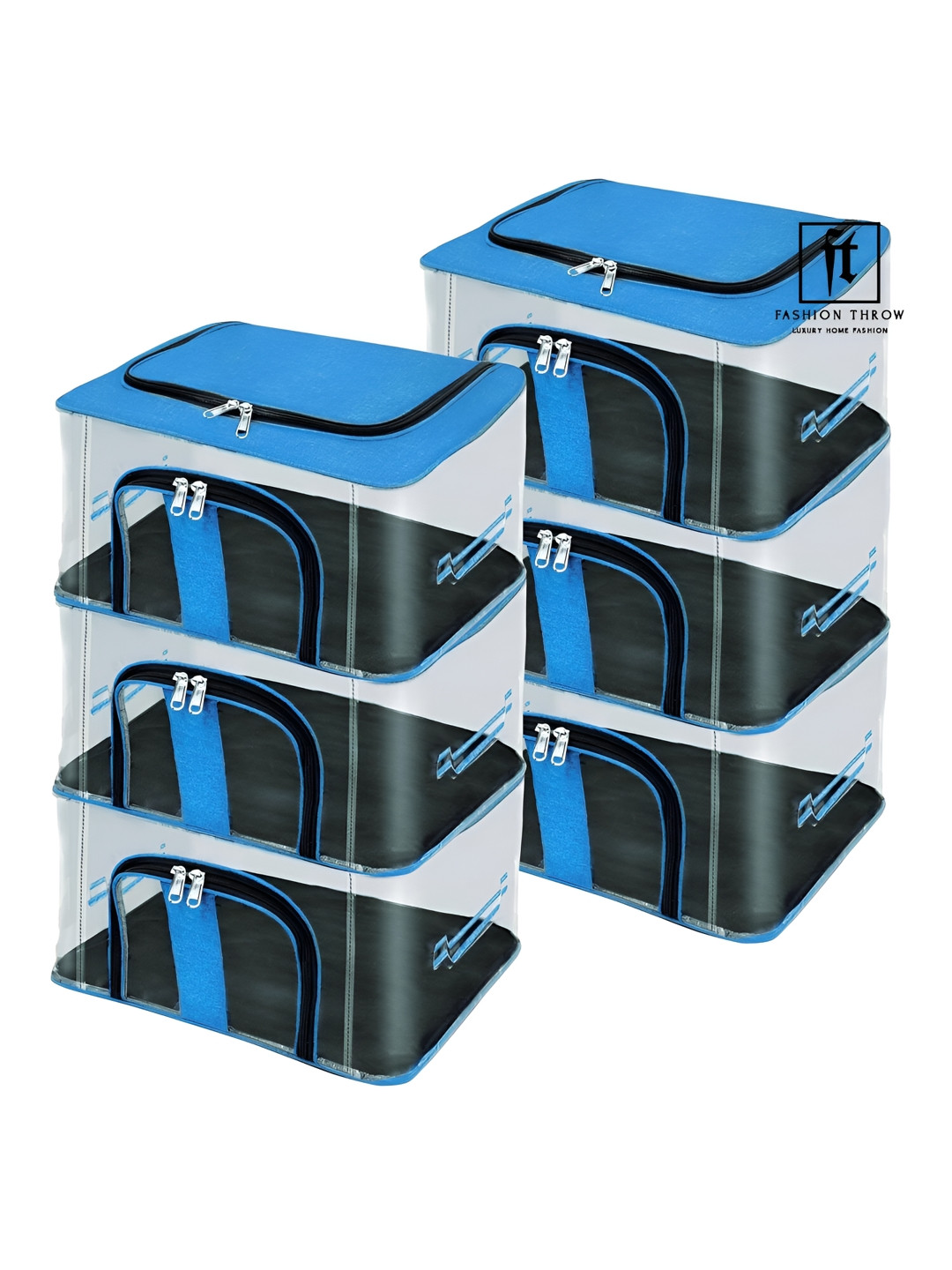 Fashion Throw Blue 6 Piece Super Strong Drawer Organisers