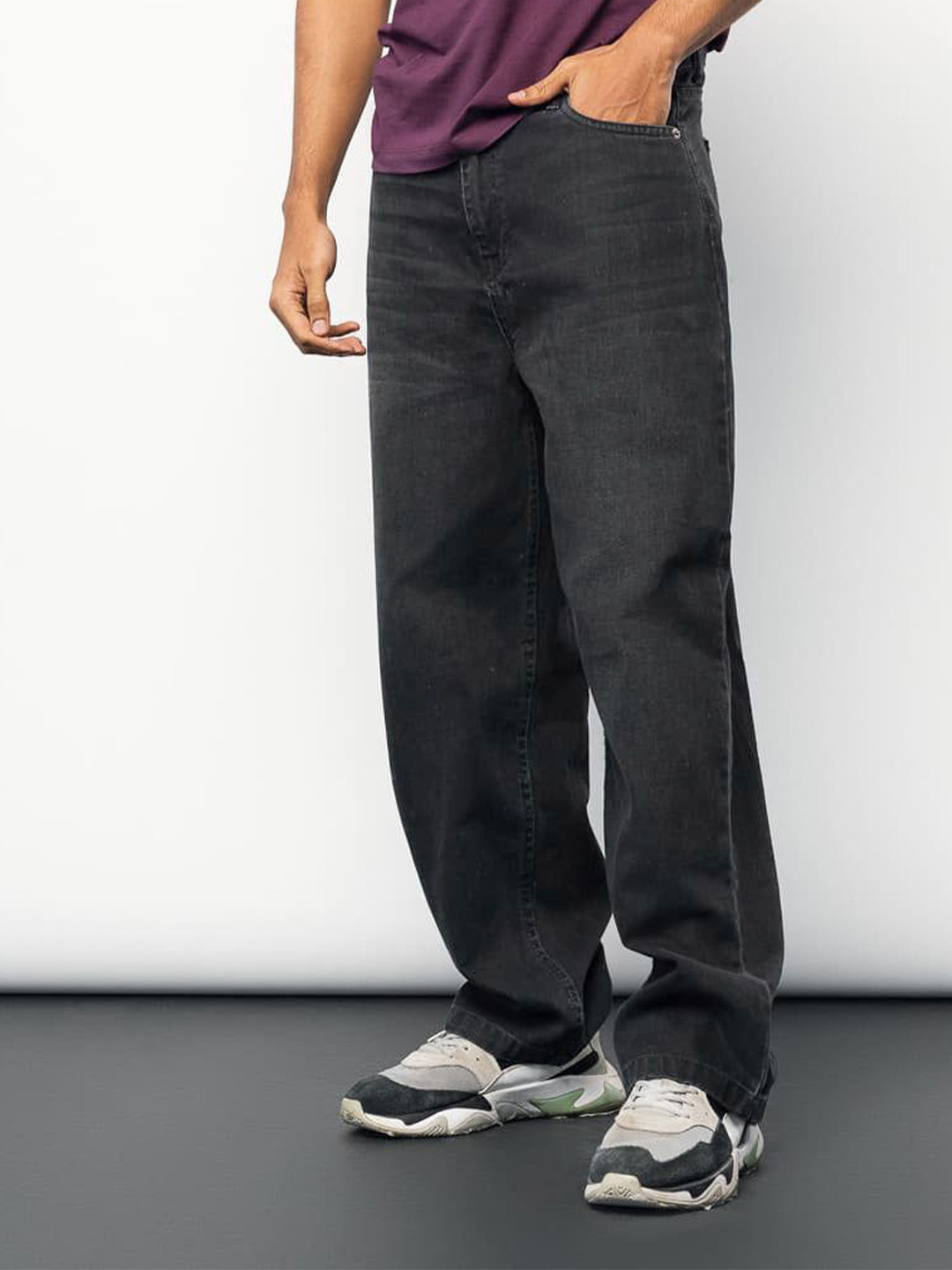 FREAKINS Men Whiskered Men's Charcoal Jeans