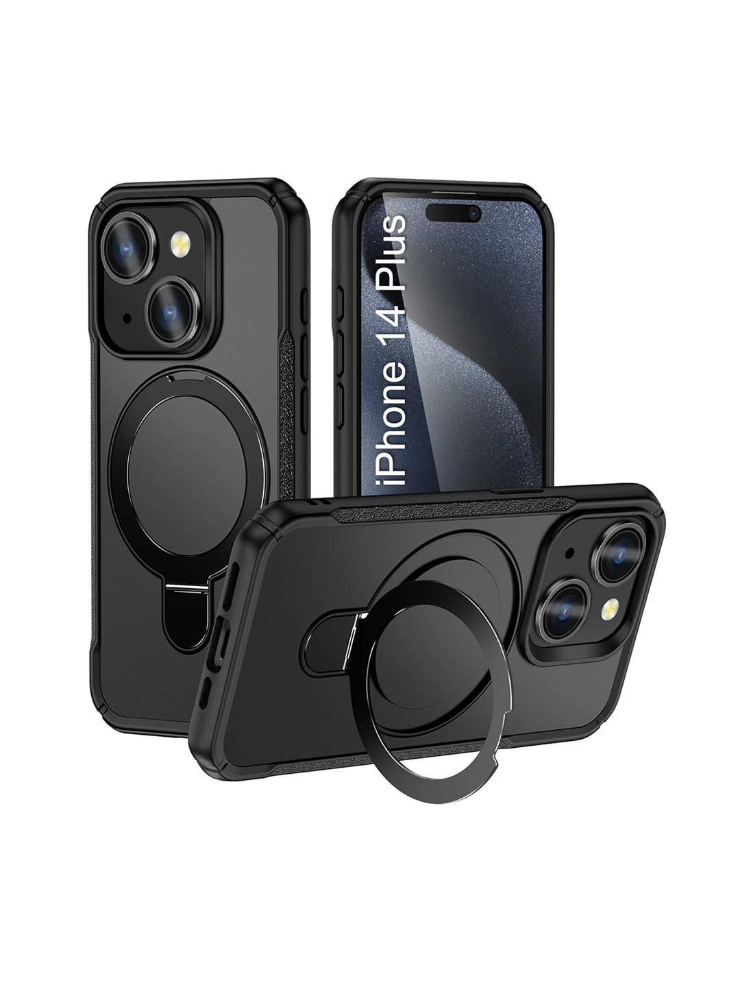 Luxury Kase Solid iPhone 14 Plus 360 Rotating Kickstand Mag-Safe Rugged Back Case