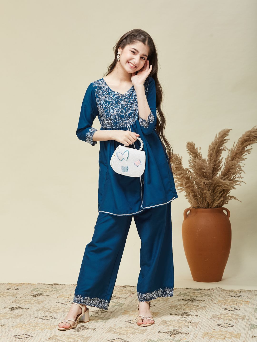 CurlyTales Girls Tunic with Palazzos Clothing Set