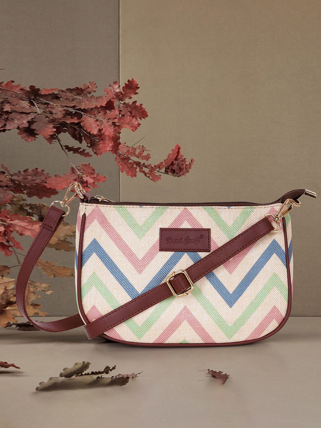 HARD CRAFT Geometric Printed Structured Sling Bag