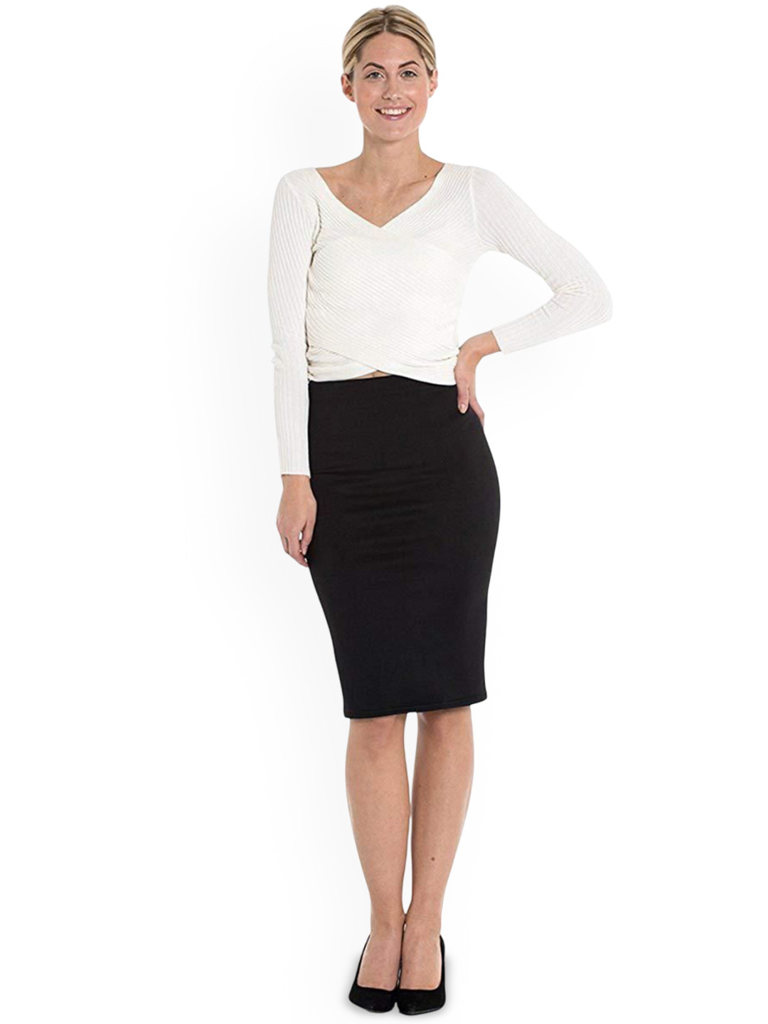 Outzidr Pencil Knee Fitted Skirt