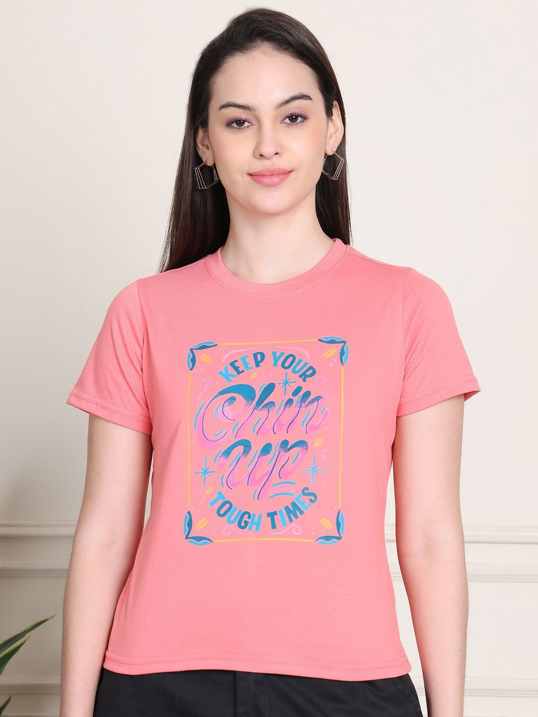 PUELLA Women Typography Printed Round Neck T-shirt