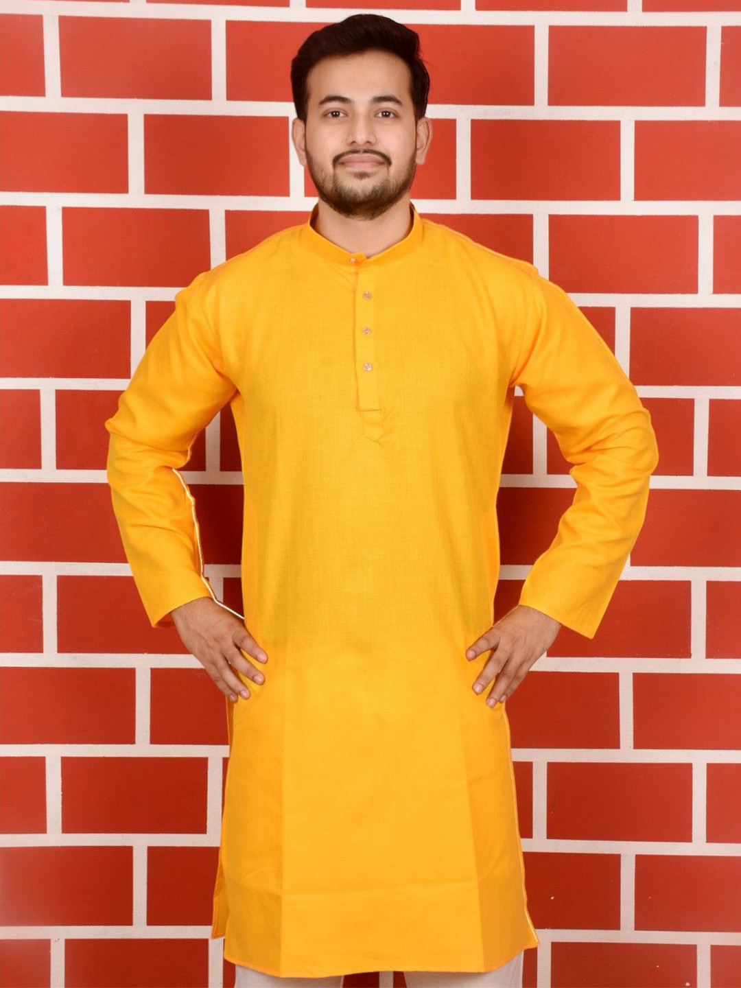 SHOPPKEE Band Collar Straight Kurta