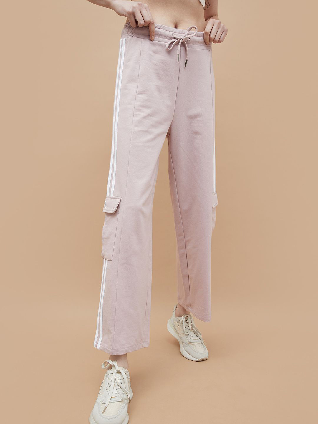 Kappa Women Solid Side Striped Regular Fit Mid-Rise Regular Track Pant