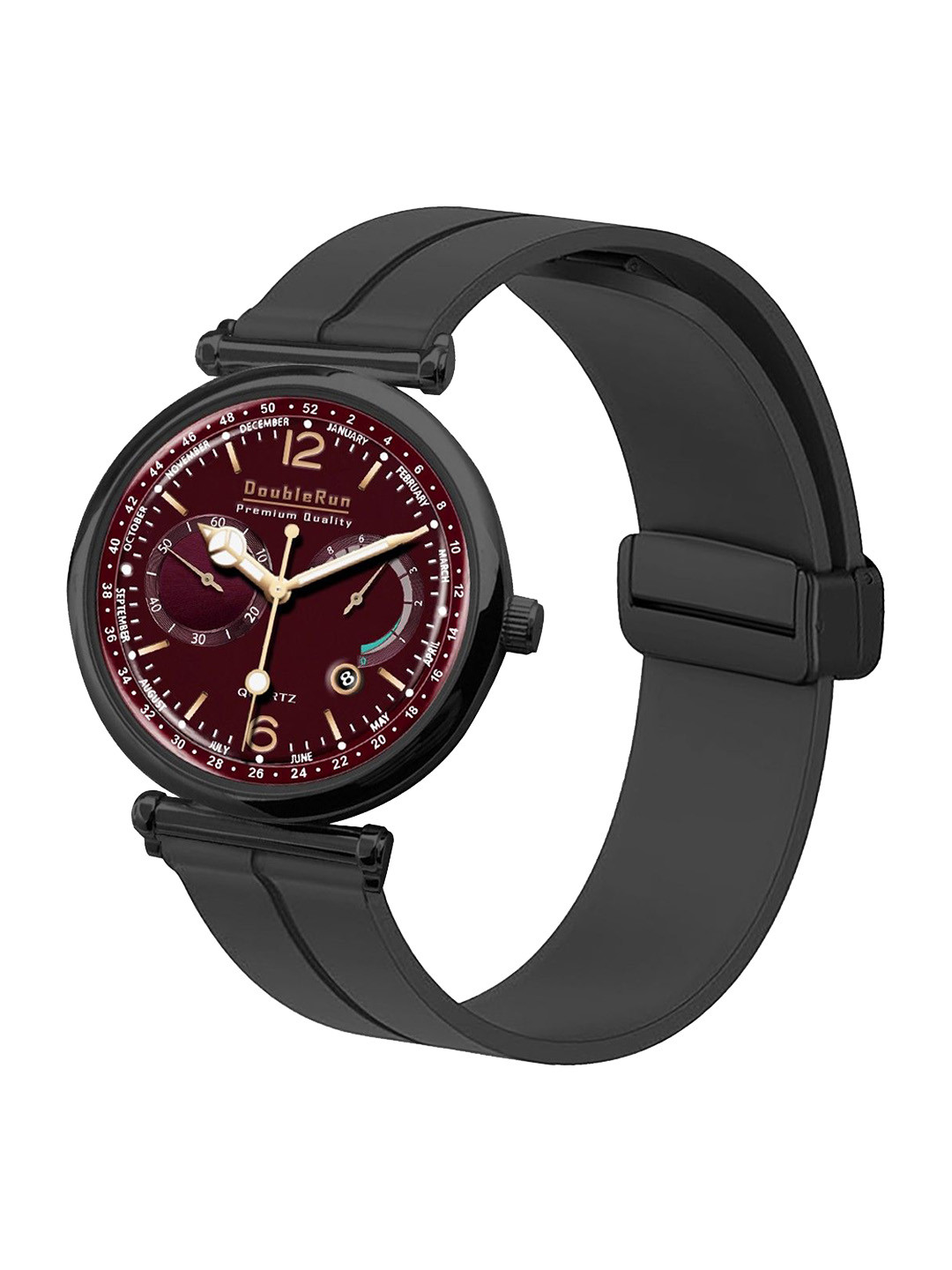 DOUBLERUN Unisex Round Dial & Silicon Straps Analogue Multi Function Watch H05N25059