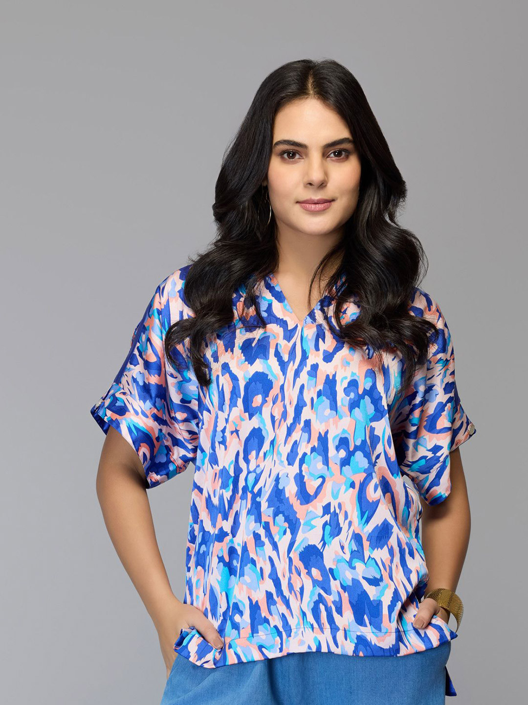Tamiska By Narendra Kumar Floral Printed Shirt Style Top