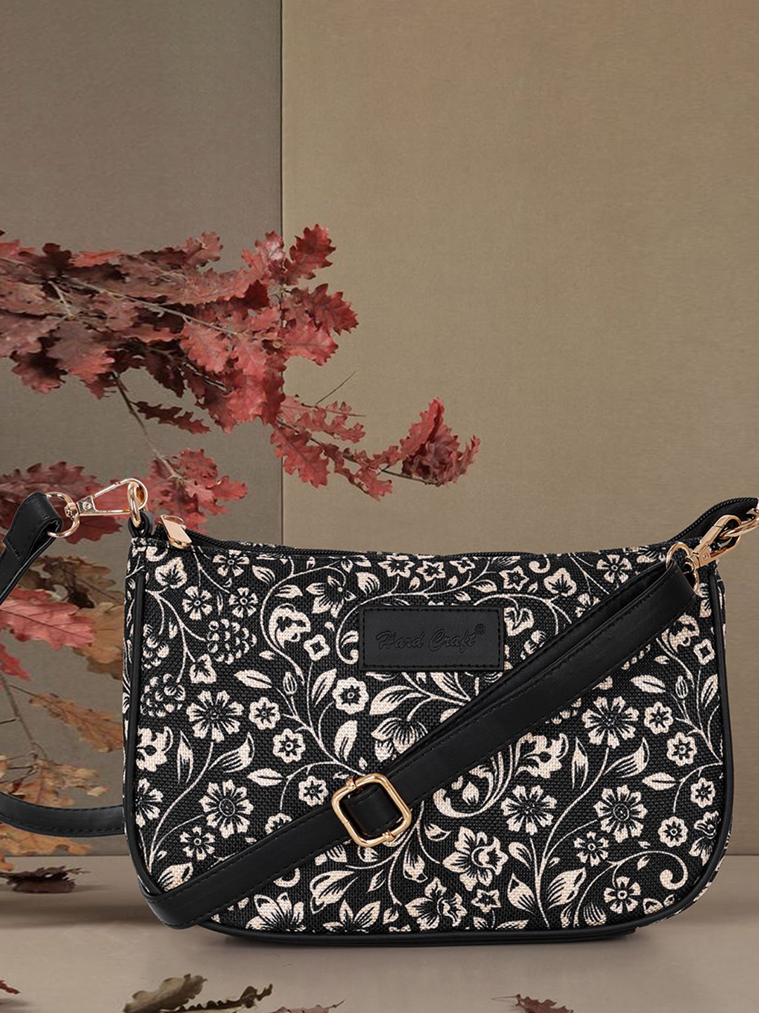HARD CRAFT Floral Printed Structured Sling Bag