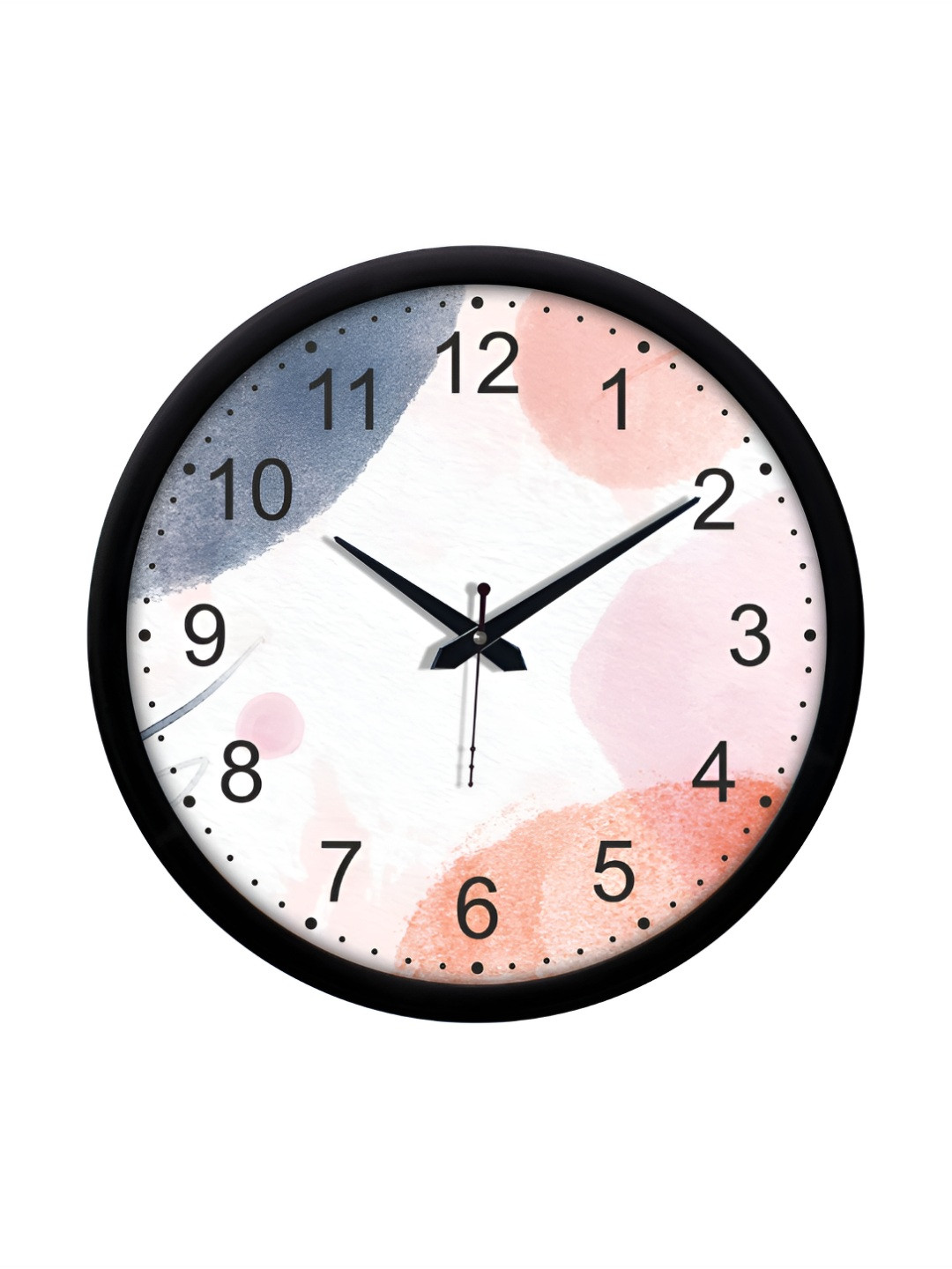 Aura White & Black Printed Round Contemporary Modern Wall Clock
