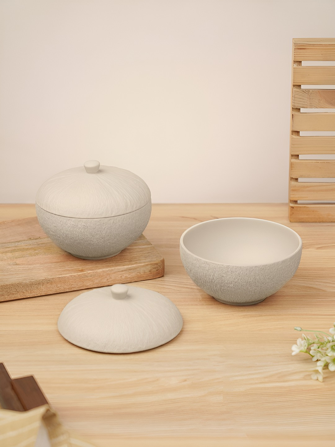 Vola Global LLP Brown 4 Pieces Porcelain Dishwasher and Microwave Safe Bowl