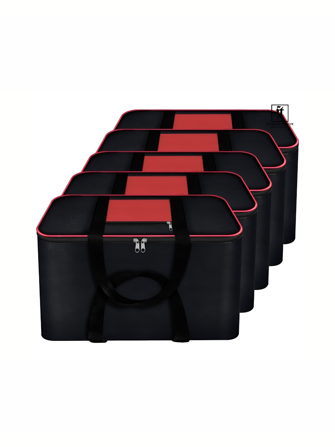 Fashion Throw Red & Black 5 Pieces Reusable Handbag Organisers