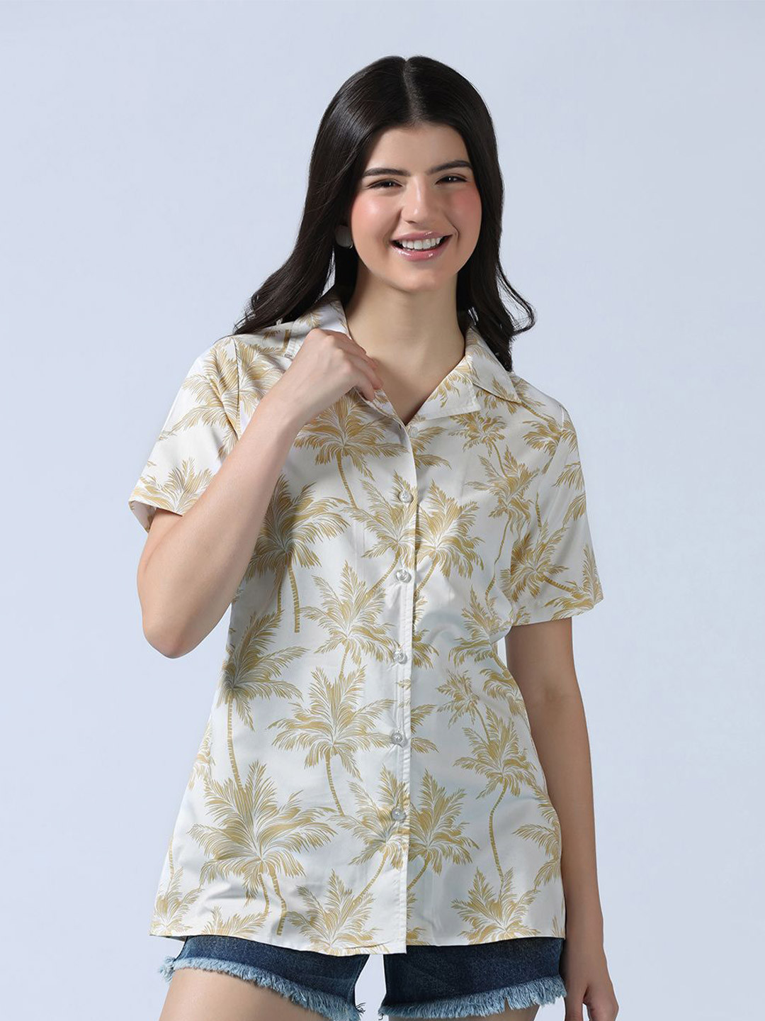 TAHVO Women Modern Floral Casual Shirt