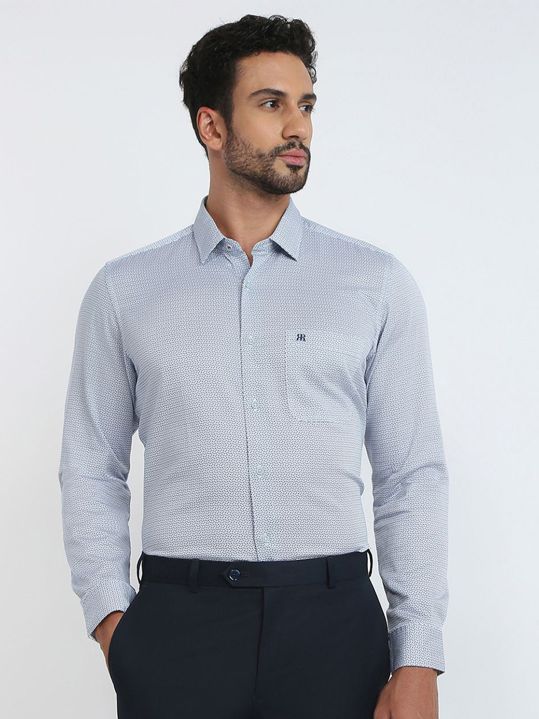 Raymond Printed Pure Cotton Semicutaway Casual Shirt