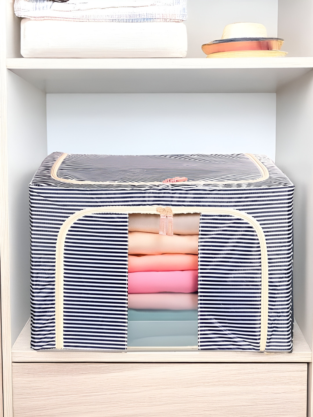 Stylista Blue Printed Multi-Utility Wardrobe Canvas Core Organisers