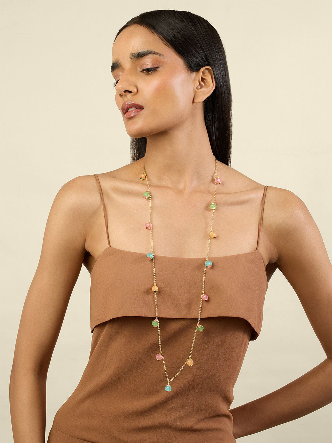 Isharya 18Kt Gold-Plated Crystals Studded Whimsical Garden Chain