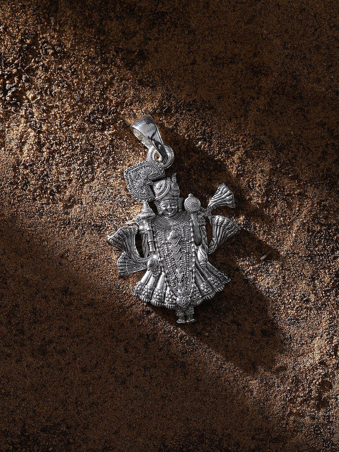 Exotic India Sterling Silver Shrinathji Pendant