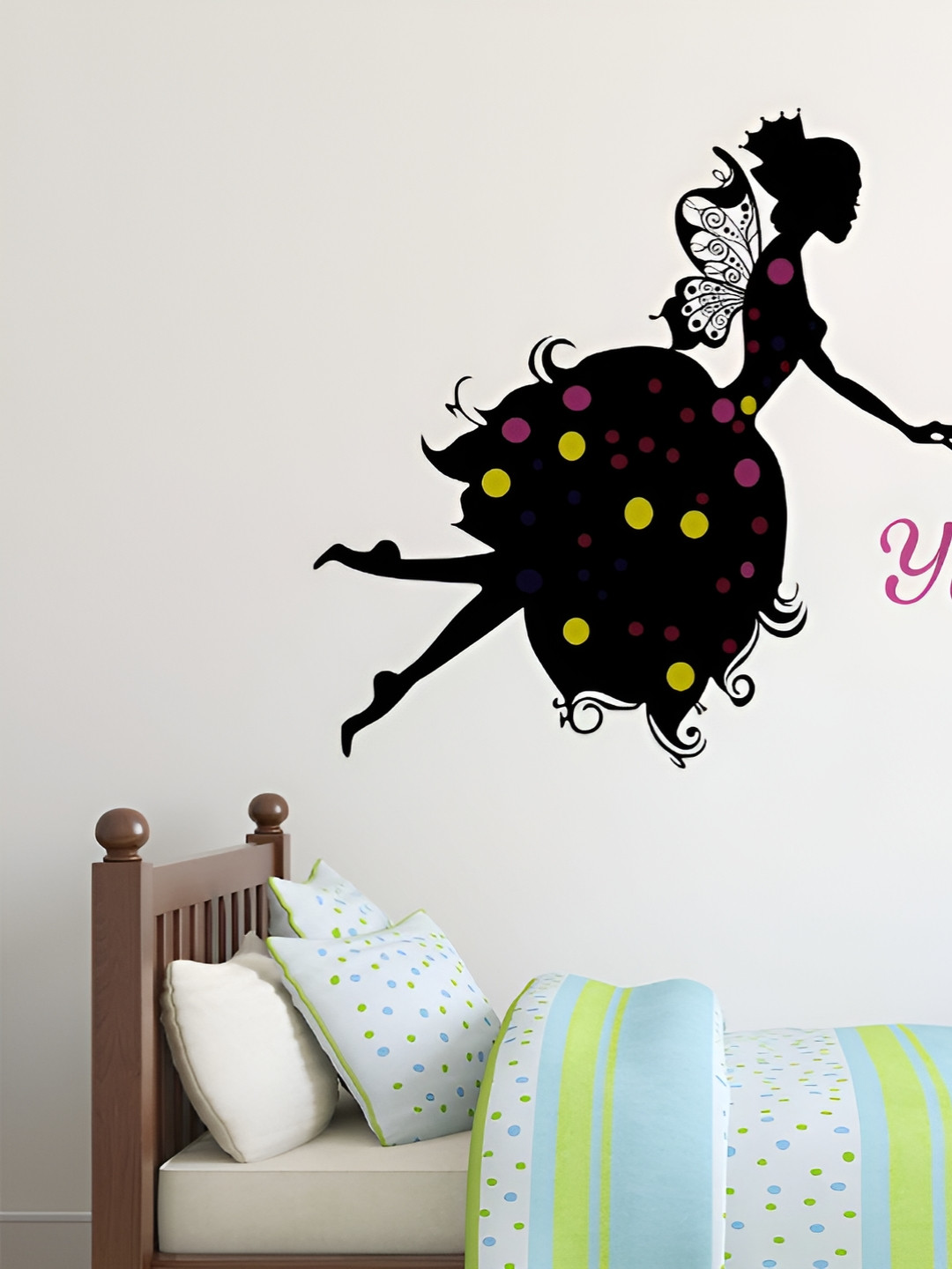LANSTICK Black & Red Angel With Butterfly Wall Sticker