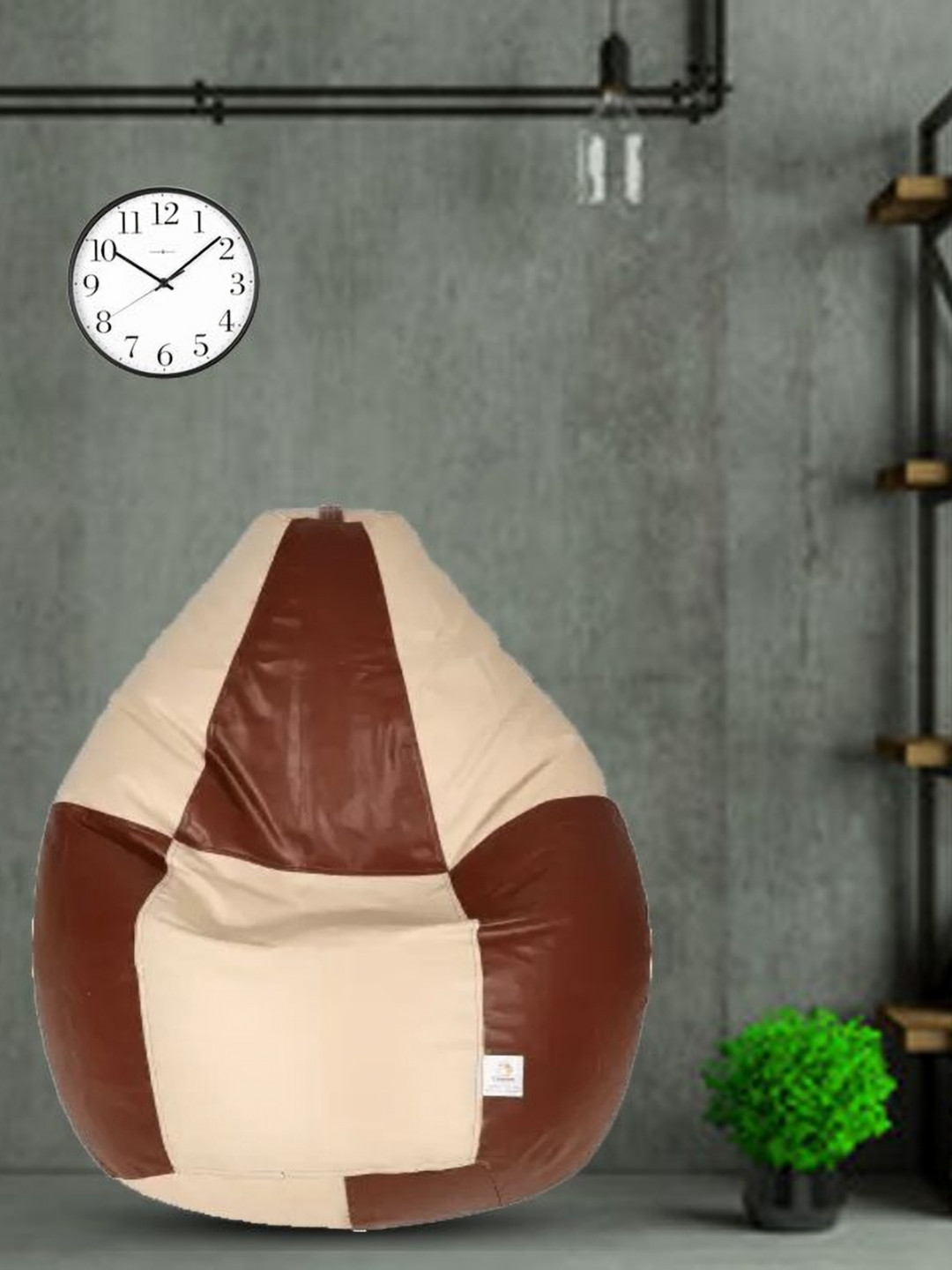 Coaster Shine Cream-Colored & Tan Brown Colorblocked Tear Drop Bean Bag Cover